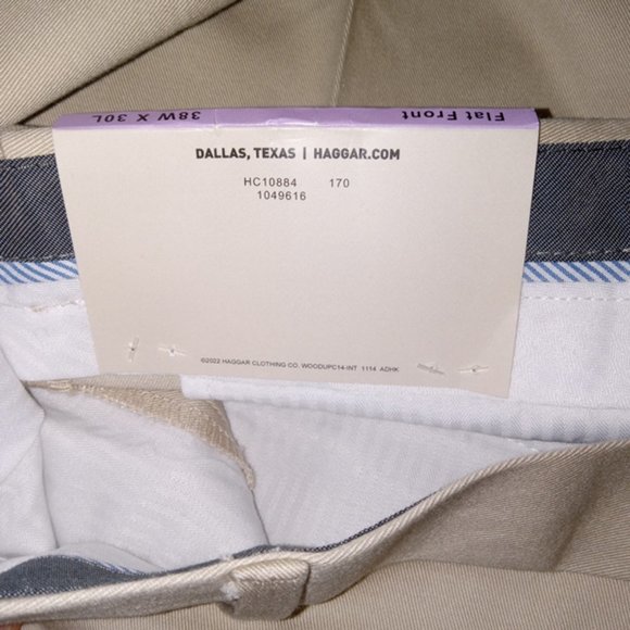 Haggar Clothing Classic Fit Flat Front Sand Khaki Premium No Iron Pants 38W 30L - Picture 7 of 7